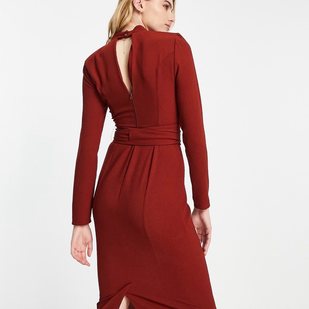 ASOS Rust Long Sleeve Dress - Picture 3 of 4